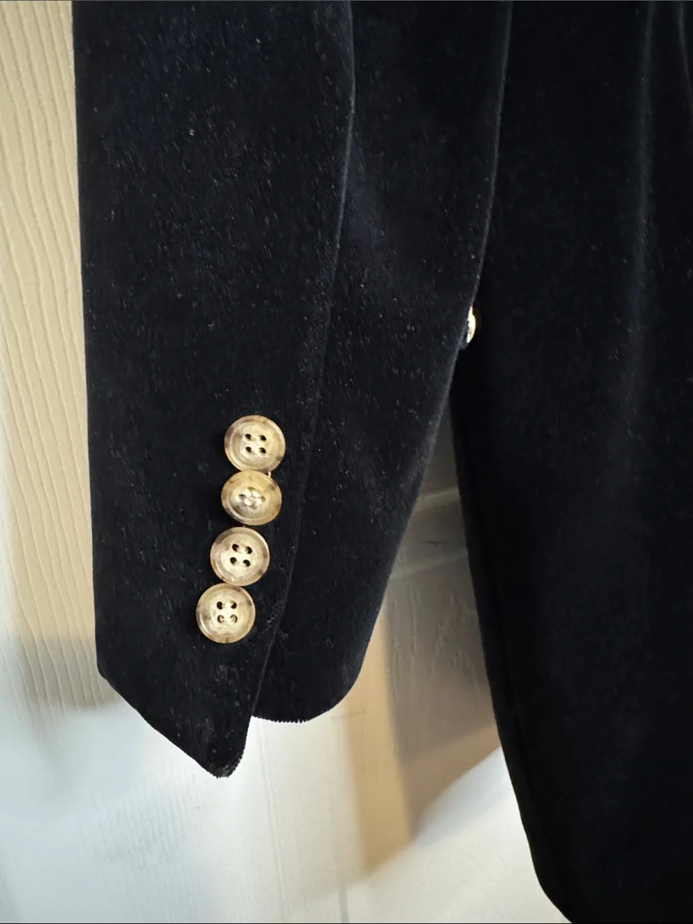 Men's Black Velvet Blazer with Gold-Lined Interior